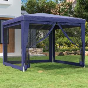 [319227] Namiot imprezowy z 4 ścianami z siatki, niebieski, 3x3 m, HDPE
