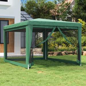 [319233] Namiot imprezowy z 4 ścianami z siatki, zielony, 3x4 m, HDPE