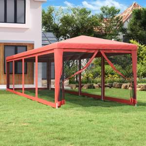 [319250] Namiot imprezowy z 10 ścianami z siatki, czerwony, 3x12 m, HDPE