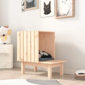 [822452] Domek dla kota, 60x36x60 cm, lite drewno sosnowe