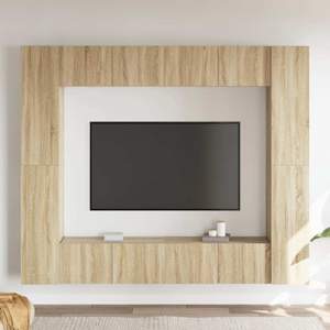 [3078965] 8-cz. zestaw szafek TV, dąb sonoma, materiał drewnopochodny