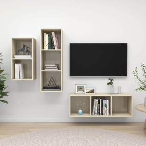 [3079631] Zestaw 3 szafek TV, dąb sonoma, materiał drewnopochodny