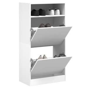 [840015] Szafka na buty, biała, 60x34x116 cm, materiał drewnopochodny