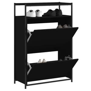 [840034] Szafka na buty, czarna, 75x34x112 cm, materiał drewnopochodny