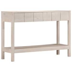[4009375] Stolik konsolowy, biały, 110x35x75 cm, lite drewno mango