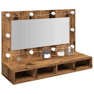 [857005] Szafka lustrzana z diodami LED Stare drewno 90x31,5x62 cm