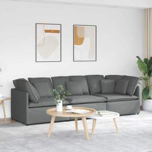[3321268] Sofa modułowa z poduszkami Tkanina Ciemnoszara