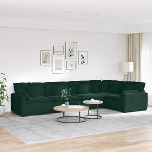 [3321330] Sofa modułowa z poduszkami aksamitna ciemnozielona