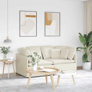 [3321256] Sofa modułowa z poduszkami aksamitna kremowa