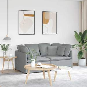 [3321237] Sofa modułowa z poduszkami Tkanina jasnoszara