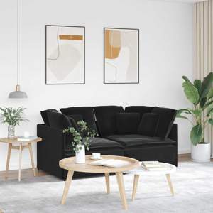[3321254] Sofa modułowa z poduszkami aksamitna czerń