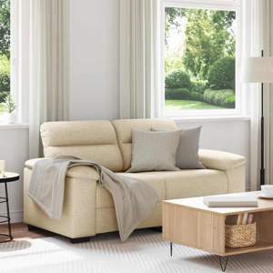 [4105304] Sofa 2-osobowa kremowa 160x81x84 cm Tkanina