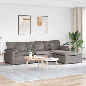 [3321062] Sofa modułowa z podnóżkiem i poduszkami, taupe