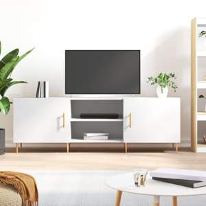 [829084] Szafka pod TV, biała, 150x30x50 cm, materiał drewnopochodny