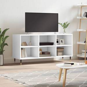 [826980] Szafka pod TV, biała, 103,5x30x50 cm, materiał drewnopochodny