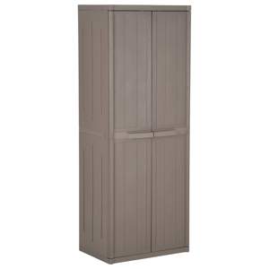 [151240] Szafka ogrodowa, brązowa 65x45x172 cm, PP stylizowane na drewno