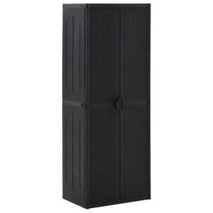 [151237] Szafa ogrodowa, czarna, 65x45x172 cm, rattan PP