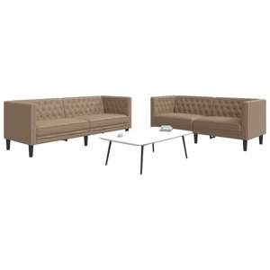[3209279] 2-cz. zestaw wypoczynkowy Chesterfield, cappuccino, ekoskóra