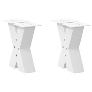 [4012929] Nogi do stolika kawowego w kształcie litery X 2 szt. Białe 30x(30-31) cm Stal