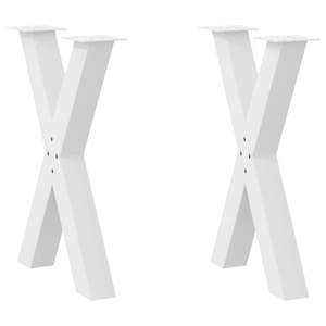 [4012969] Nogi do stołu jadalnego w kształcie litery X 2 szt. Białe 50x(72-73) cm Stal