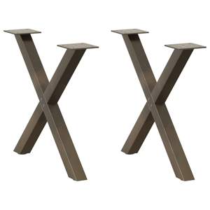 [4012899] Nogi do stolika kawowego w kształcie litery X 2 szt. Naturalna stal 50x(42-43) cm Stal