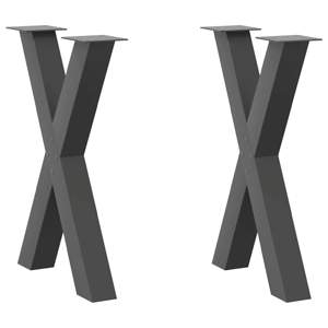 [4012974] Nogi do stołu jadalnego w kształcie litery X 2 szt. Antracyt 60x(72-73) cm Stal
