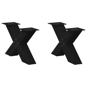 [4012936] Nogi do stolika kawowego w kształcie litery X 2 szt. Czarne 50x(30-31) cm Stal