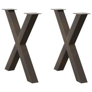 [4012983] Nogi do stołu jadalnego w kształcie litery X 2 szt. Naturalna stal 80x(72-73) cm Stal