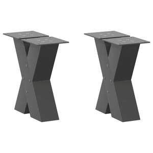 [4012934] Nogi do stolika kawowego w kształcie litery X 2 szt. Antracyt 40x(30-31) cm Stal
