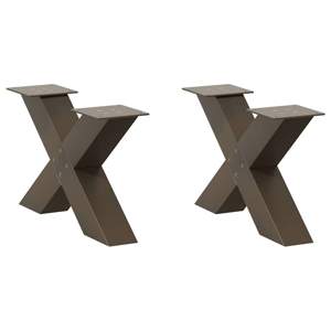 [4012943] Nogi do stolika kawowego w kształcie litery X 2 szt. Naturalna stal 60x(30-31) cm Stal