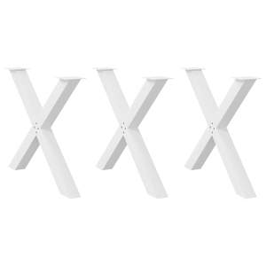 [4012997] Nogi do stołu jadalnego w kształcie litery X 3 szt. Białe 90x(72-73) cm Stal