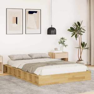[3324122] Rama łóżka bez materaca 120x200 cm lite drewno dąb