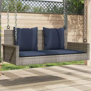 [365633] Ławka huśtawka z poduszkami Szara 119x56x48 cm Polirattan