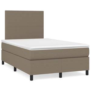 [3269871] Łóżko kontynentalne z materacem, taupe, 120x190 cm, tkanina