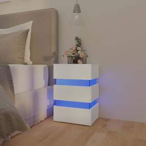 [326840] Szafka nocna z LED, biała, 45x35x67 cm, materiał drewnopochodny
