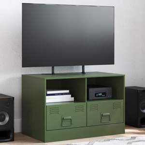 [841747] Szafka pod telewizor, oliwkowa, 67x39x44 cm, stalowa