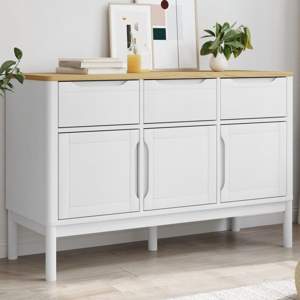 [374024] Szafka FLORO, biała, 114x43x74 cm, lite drewno sosnowe