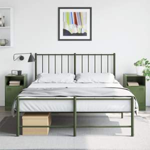 [841772] Szafki nocne, 2 szt., oliwkowa zieleń, 34,5x39x62 cm, stal