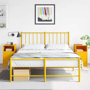 [841770] Szafki nocne, 2 szt., musztardowe, 34,5x39x62 cm, stal