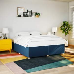 [3284756] Rama łóżka bez materaca, niebieska, 180x200 cm, obita tkaniną