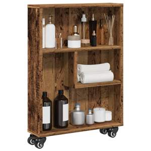 [855230] Wąski wózek pomocniczy, stare drewno, 48x13x68 cm