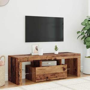 [856301] Szafka pod TV z oświetleniem LED, stare drewno, 120x36,5x40 cm