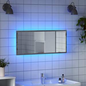 [856273] Lustro łazienkowe z LED, szary dąb sonoma, 100x8,5x37 cm