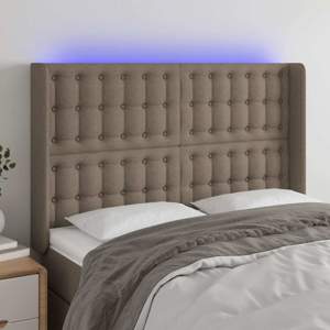 [3124484] Zagłówek do łóżka z LED, taupe, 147x16x118/128 cm, tkanina