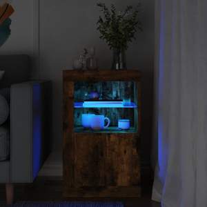 [836638] Szafka boczna z LED, przydymiony dąb, materiał drewnopochodny