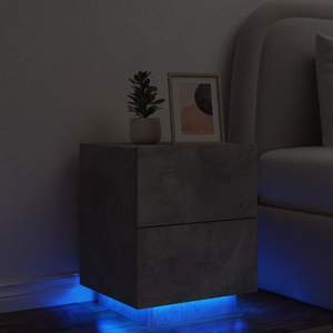 [836741] Szafka nocna z LED, szarość betonu, materiał drewnopochodny