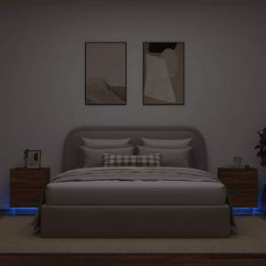[836748] Szafki nocne z oświetleniem LED, 2 szt., kolor brązowy dąb