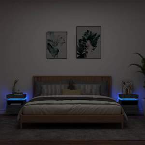 [836795] Szafki nocne z LED, 2 szt., szary dąb sonoma, 40x39x48,5 cm
