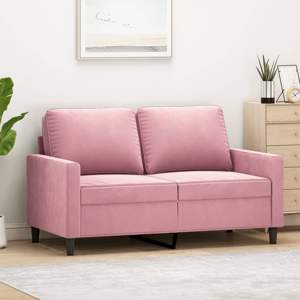 [359192] Sofa 2-osobowa, różowy, 120 cm, tapicerowana aksamitem