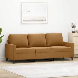 [359216] Sofa 3-osobowa, brązowa, 180 cm, tapicerowana aksamitem